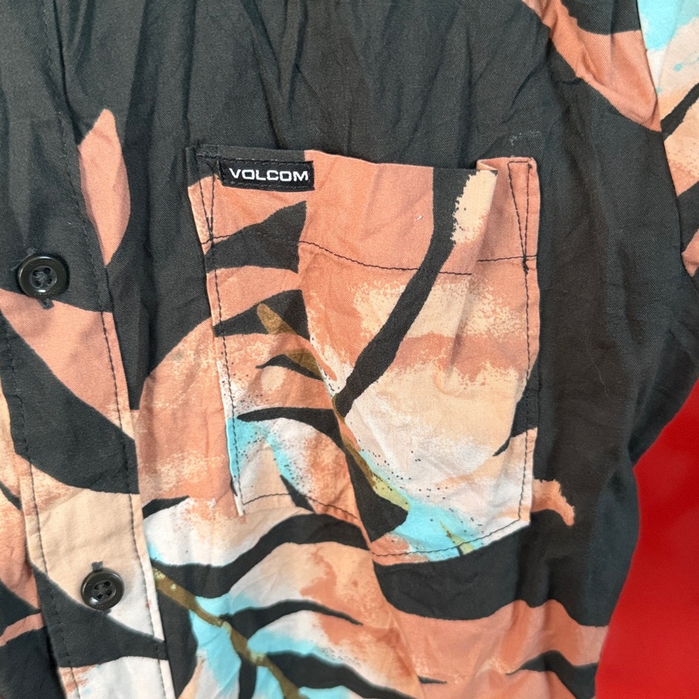 Men's Print Shirt Sz S- Black, Orange, and Blue Nwot. - Picture 3 of 5